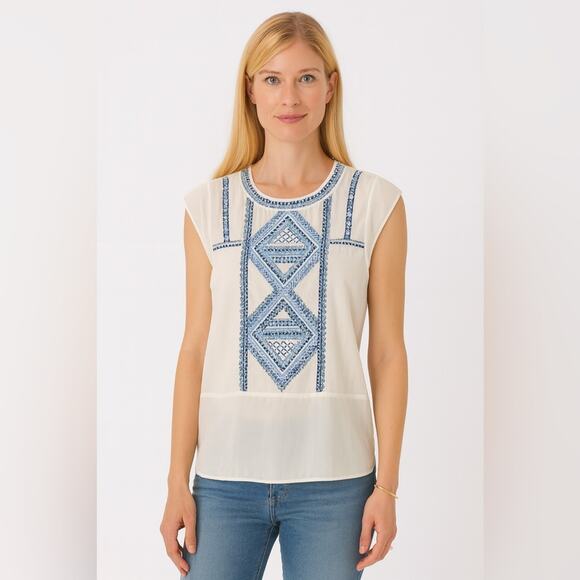 Veronica Beard Silk Baja Flutter Cap Sleeve Top Women's 0 - Picture 7 of 7